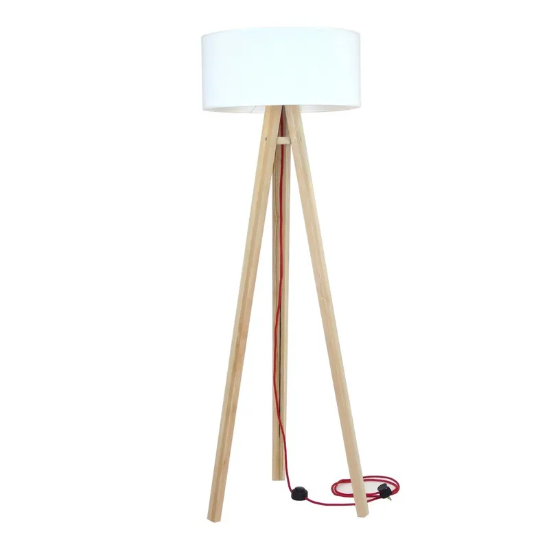Lampa stojąca z białym abażurem i czerwonym kablem Ragaba Wanda Bonami Hit cenowy