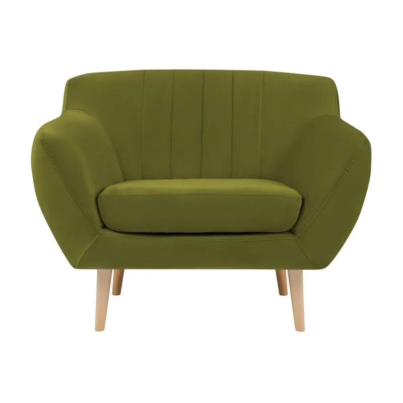 Zielony aksamitny fotel Mazzini Sofas Sardaigne Bonami Popularny