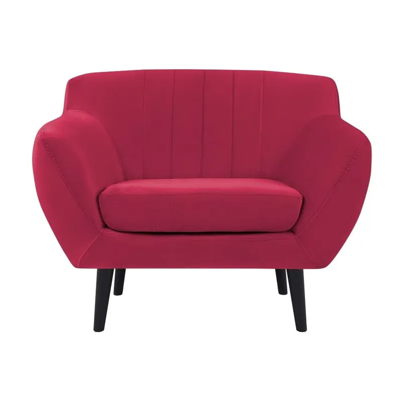 Ciemnoróżowy fotel z czarnymi nogami Mazzini Sofas Toscane Bonami Super okazja