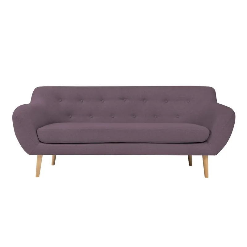 Fioletowa sofa 2-osobowa z jasnymi nogami Mazzini Sofas Sicile Bonami Oferta