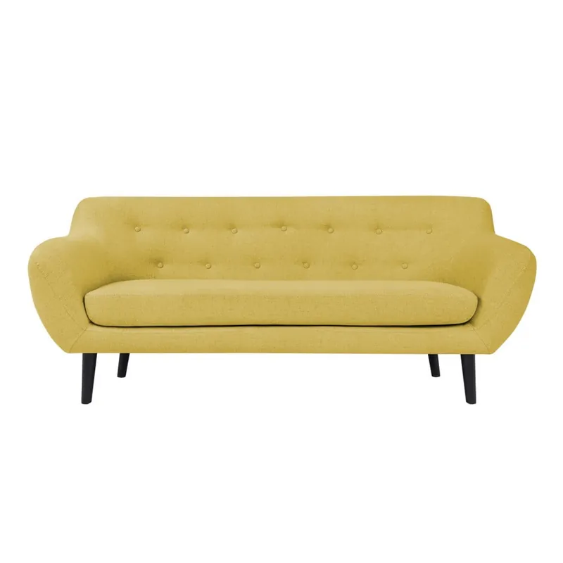 Żółta sofa 2-osobowa z brązowymi nogami Mazzini Sofas Piemont Bonami Zamów dziś