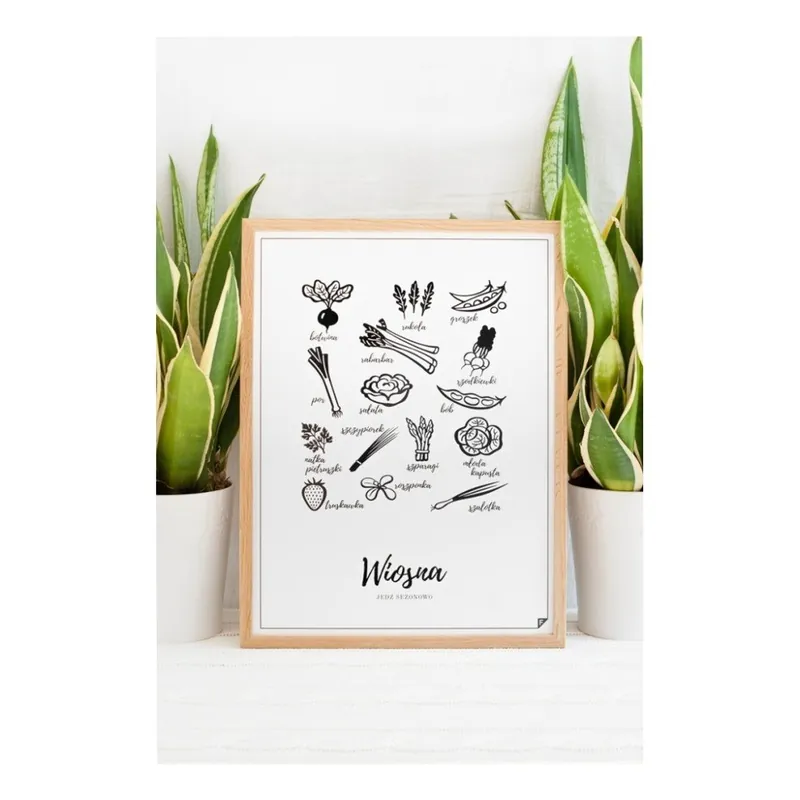 Bestseller Czarny plakat Follygraph Kolekcja Jedz sezonowo - Wiosna, 21x30 Bonami