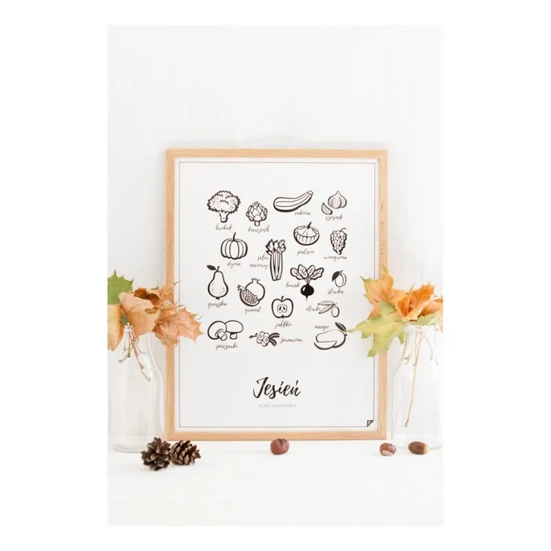 Czarny plakat Follygraph Kolekcja Jedz sezonowo - Jesień, 21x30 Bonami Obniżka ceny