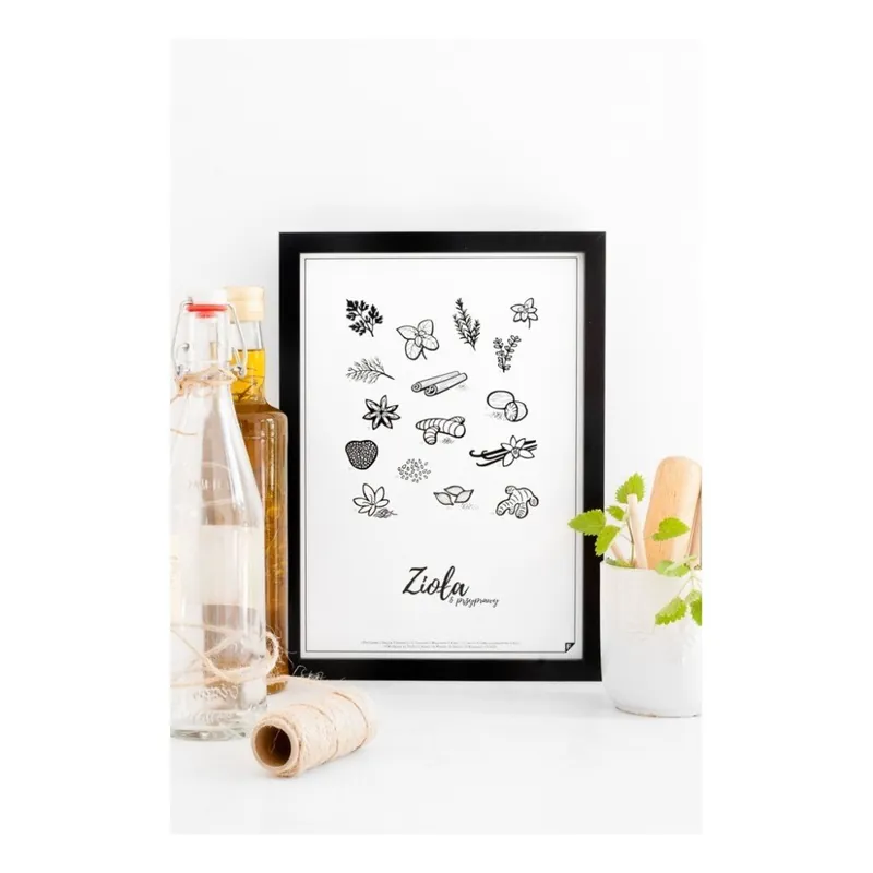 Czarny plakat Follygraph Zioła & Przyprawy, 30x40 Bonami Tylko dziś