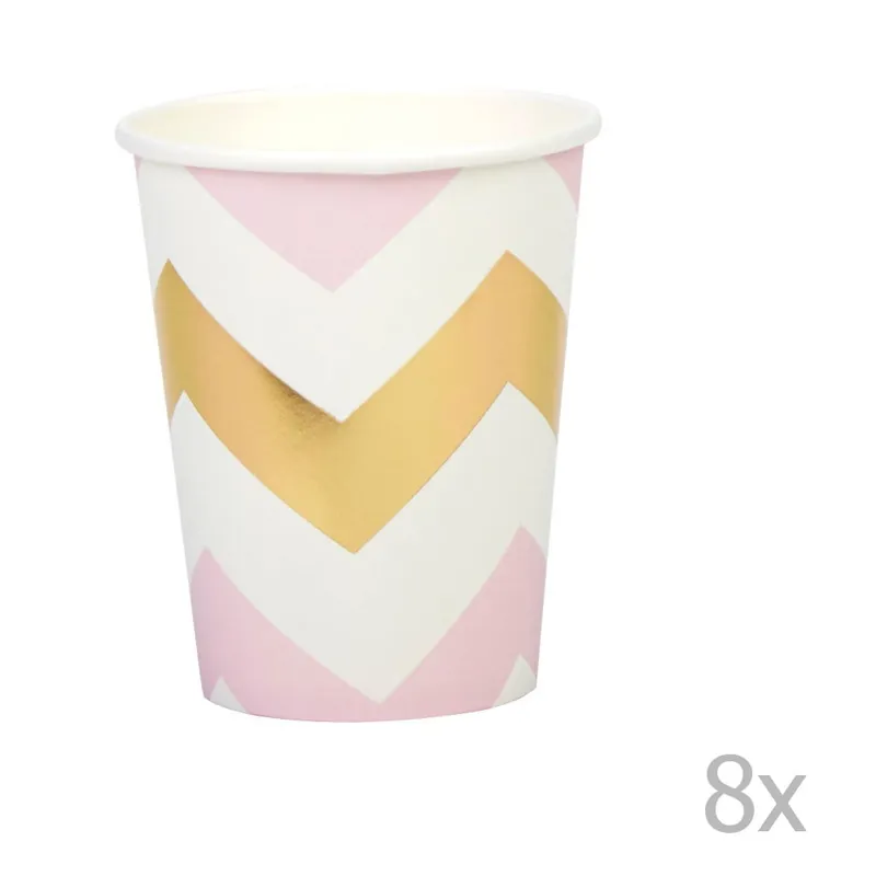 Zamów teraz Zestaw 8 różowych kubeczków papierowych Neviti Pattern Works Zig, 200 ml Bonami