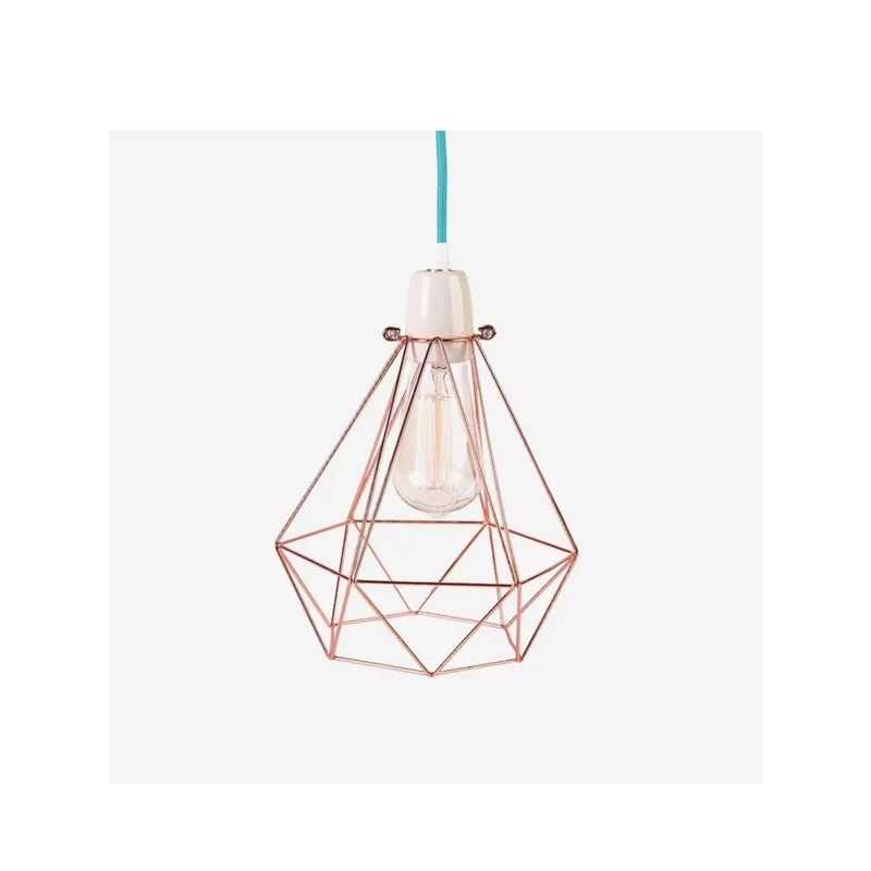Hit sprzedaży Brązowa lampa wisząca z niebieskim kablem Filament Style Diamond 1 Bonami