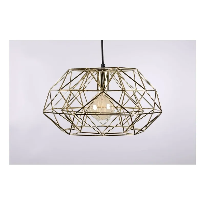 Wysoka jakość Złota lampa wisząca z czarnym kablem Filament Style Diamond 4 Bonami