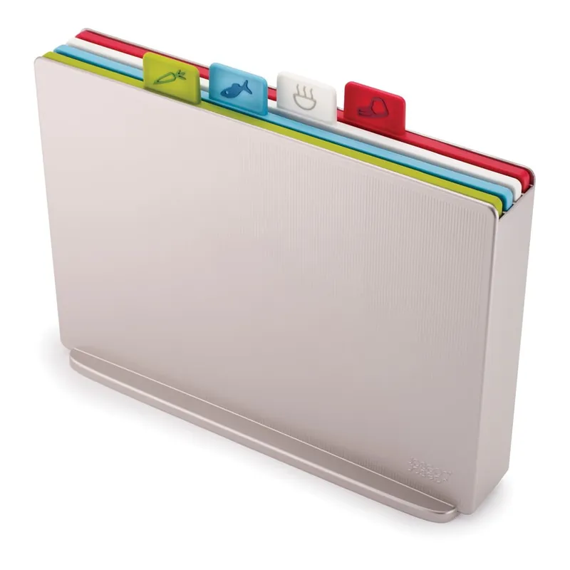 Ciemnosrebrny stojak z 4 deskami do krojenia Joseph Joseph Index, 34,6x27,3 cm Bonami Bezpieczna płatność