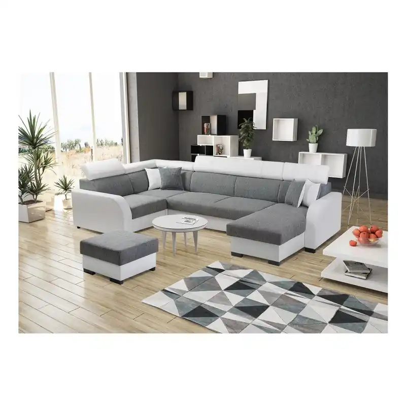 Szaro-biała sofa rozkładana Mars Deco U Bonami Zniżka