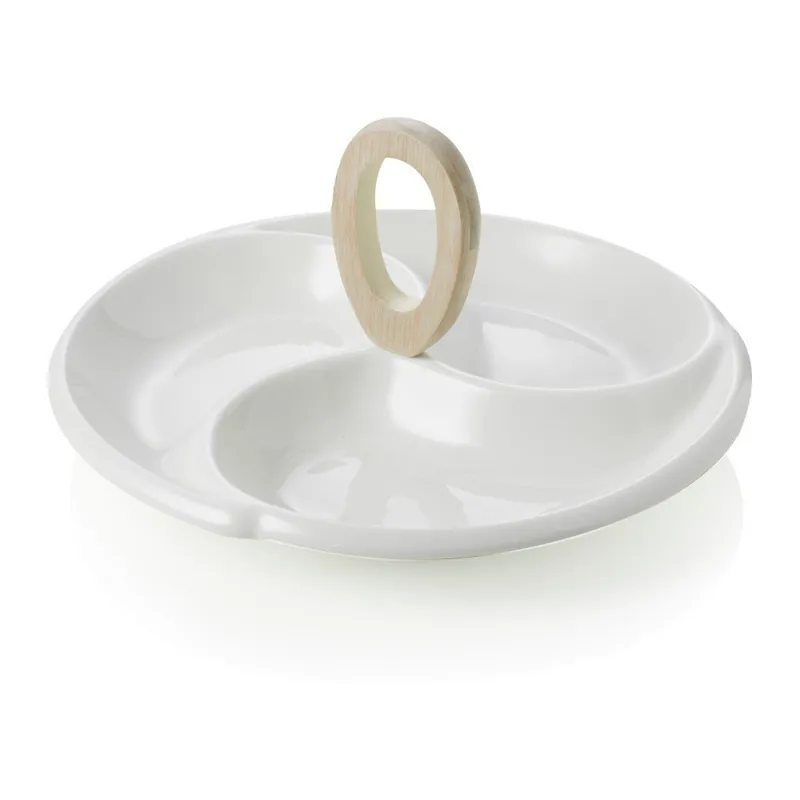 Wysoka jakość Porcelanowa miska do serwowania z bambusowym uchwytem Brandani Frisbee Bonami