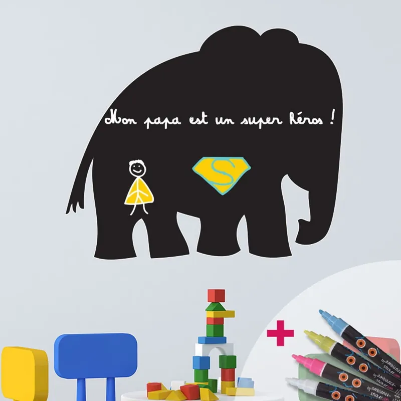 Sprawdź teraz Naklejka do pisania z 4 flamastrami Ambiance Elephant Bonami