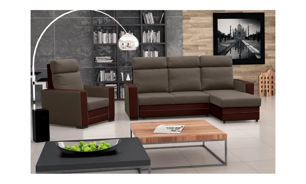 Brązowy narożnik z funkcją spania i pojemnikiem na pościel Maxx (inari27+soft23) Oferta czasowa