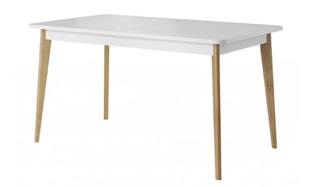 Łatwy zwrot Biało-brązowy rozkładany stół (140-180 cm) w stylu skandynawskim PRIMO PST140