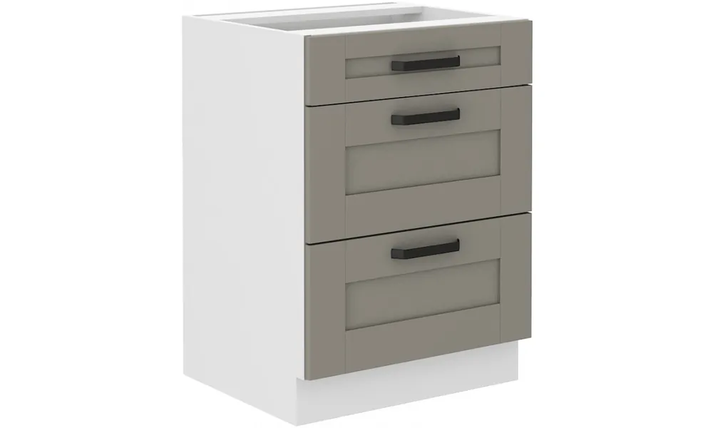 Szafka stojąca z szufladami LUNA 60 D 3S BB claygrey/white Nowość