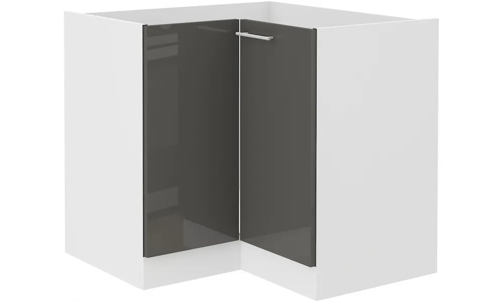Szafka stojąca narożna LARA 89x89 DN 1F BB szary połysk Nowy