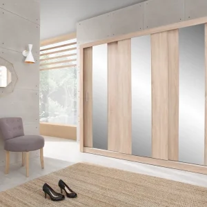 Bardzo duża (250 cm) szafa przesuwna z lustrami Duca I 250 dąb sonoma Promocja