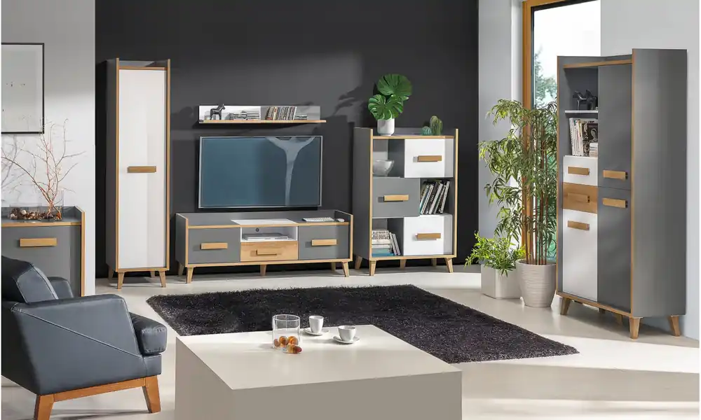 Zestaw mebli do salonu w stylu retro i odważnej kolorystyce WERSO B Rabat