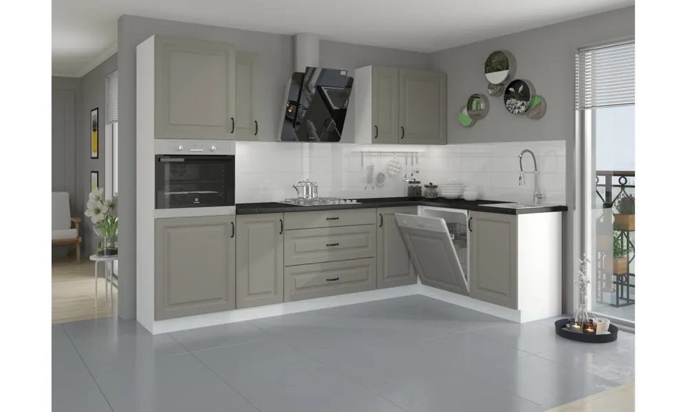 Premium Zestaw mebli kuchennych STILO 6 claygrey/white