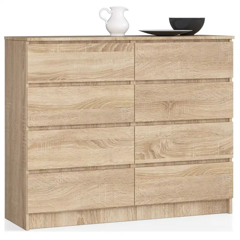 Zniżka Komoda K120 Dąb Sonoma 120 cm 8 szuflad kolor Dąb Sonoma mat 120x40x99 cm