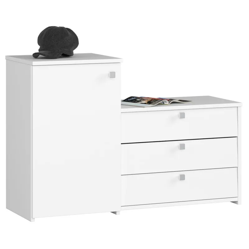 Nie przegap Szafka na buty S16 Biała 98,4 cm 4 drzwi kolor Biały mat 5 półek 98,4x33x68 cm