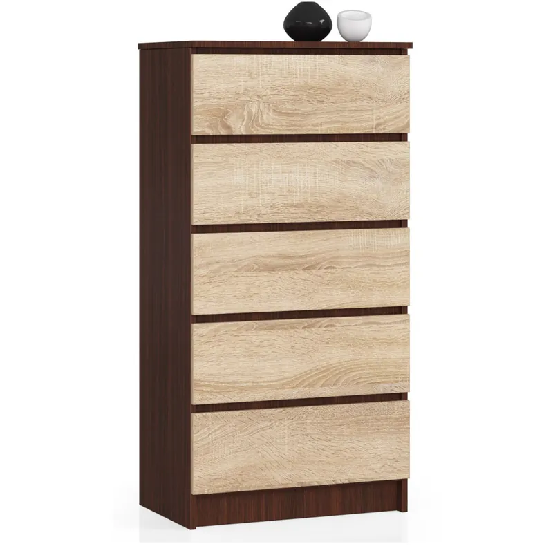 Wybór klientów Komoda K60 Wenge 60 cm 5 szuflad kolor Dąb Sonoma mat 60x40x121 cm