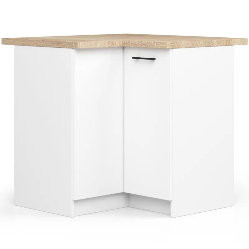 Zamów dziś Szafka kuchenna S90 narożna z blatem system OLIWIA Biała 90 cm 2 drzwi kolor Biały mat 2 półki 90x46x85 cm