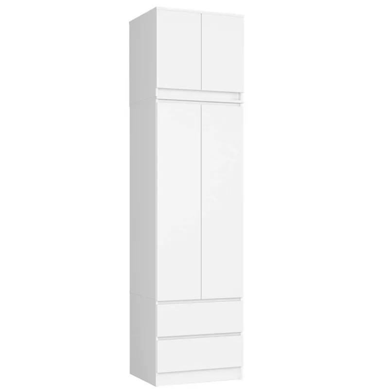 Szafa S60 z nadstawką Biała 60 cm 2 drzwi 2 szuflady kolor Biały mat 3 półki 60x51x234 cm Nowość