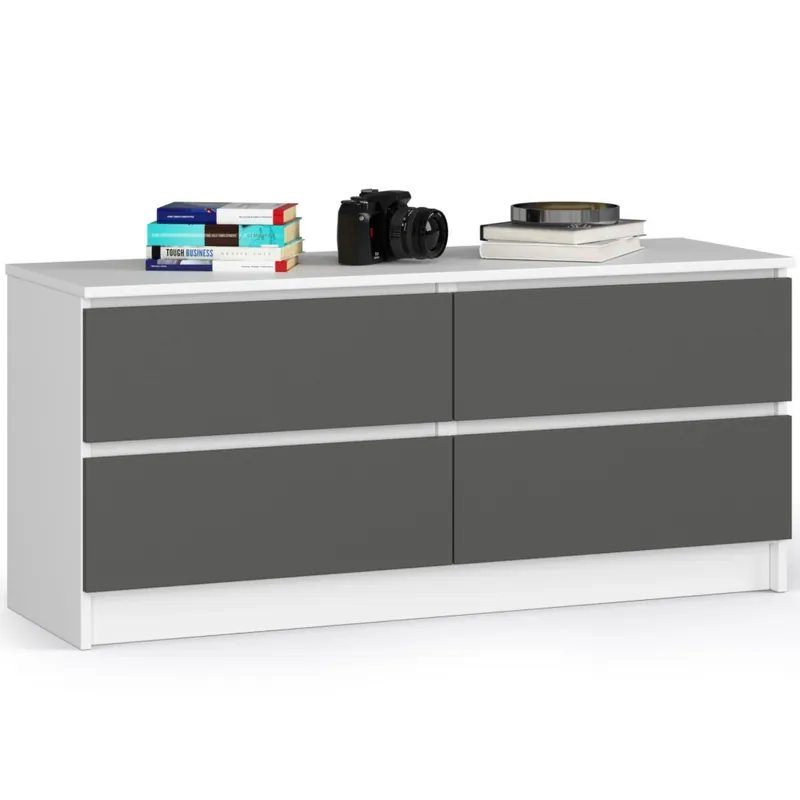 Komoda K120 Biała 120 cm 4 szuflady kolor Grafit Szary mat 120x40x55 cm Super okazja