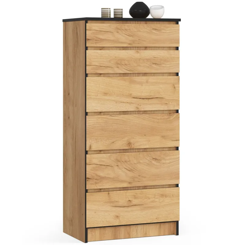Komoda K60 Dąb Craft 60 cm 6 szuflad kolor Dąb Craft mat 60x40x130 cm Sprawdź teraz