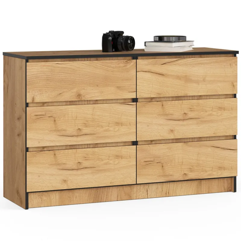 Komoda K120 Dąb Craft 120 cm 6 szuflad kolor Dąb Craft mat 120x40x77 cm Szybka dostawa