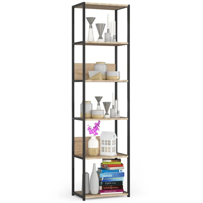 Regał loft metalowy Czarny 50 cm kolor Dąb Sonoma mat 6 półek 50x32x192 cm Rabat