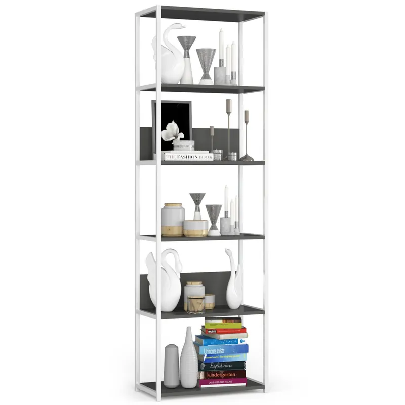 Nowy Regał loft metalowy Biały 60 cm kolor Szary mat 6 półek 60x32x192 cm