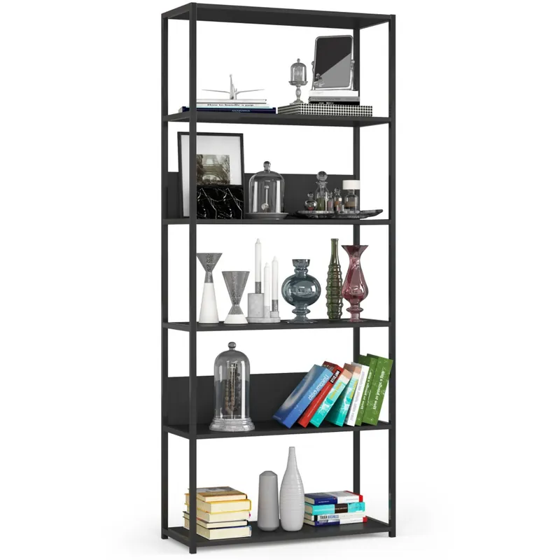 Darmowy zwrot Regał loft metalowy Czarny 80 cm kolor Czarny mat 6 półek 80x32x192 cm