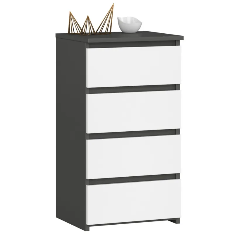 Komoda CL4 Grafit Szary 40 cm 4 szuflady kolor Biały mat 40x35x74 cm Wybór klientów