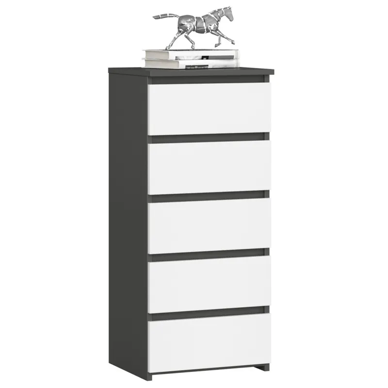 Komoda CL5 Grafit Szary 40 cm 5 szuflad kolor Biały mat 40x35x92 cm Zniżka