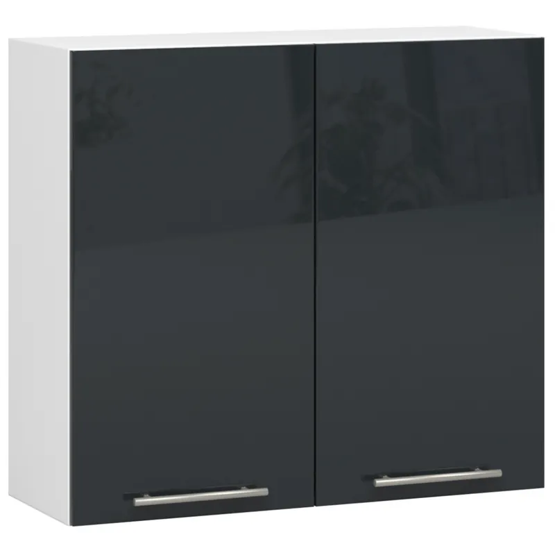 Szafka kuchenna W80 system OLIWIA Biała 80 cm 2 drzwi kolor Grafit Połysk 2 półki 80x30x72 cm Bezpieczne zakupy