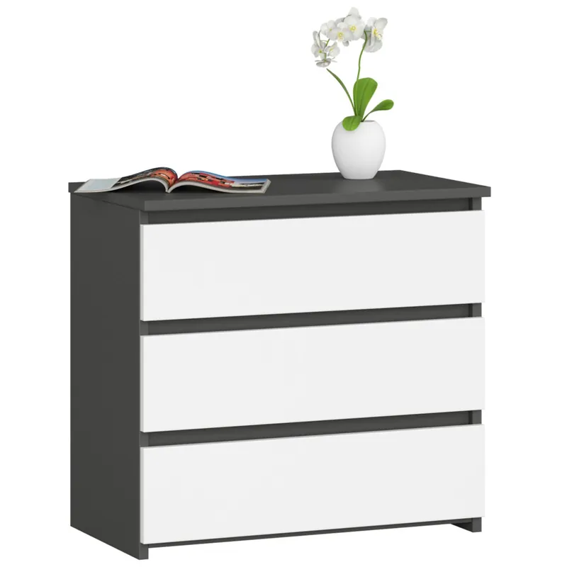 Szafka nocna CL3 Grafit Szary 60 cm 3 szuflady kolor Biały mat 60x35x57 cm Darmowy zwrot