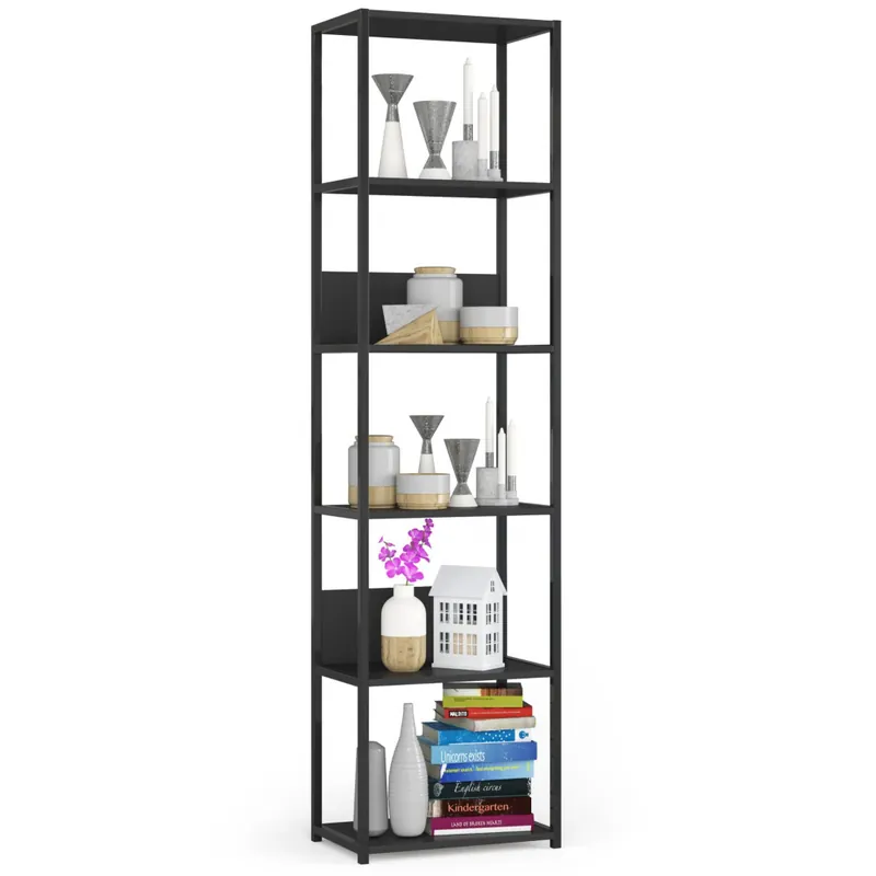 Premium Regał industrialny metalowy Czarny 50 cm kolor Czarny mat 6 półek 50x32x192 cm