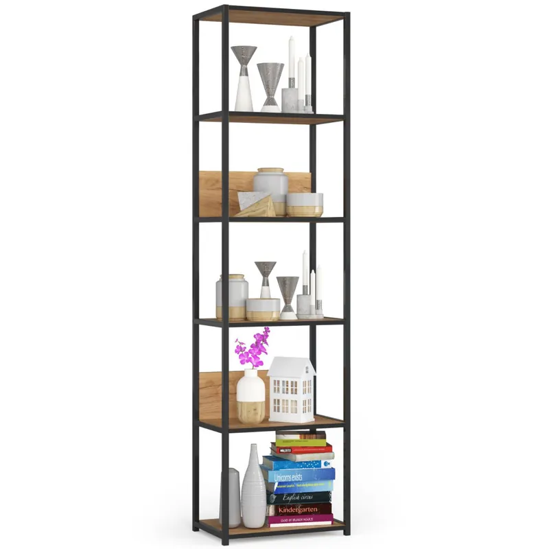 Regał industrialny metalowy Czarny 50 cm kolor Dąb Craft mat 6 półek 50x32x192 cm Kup online