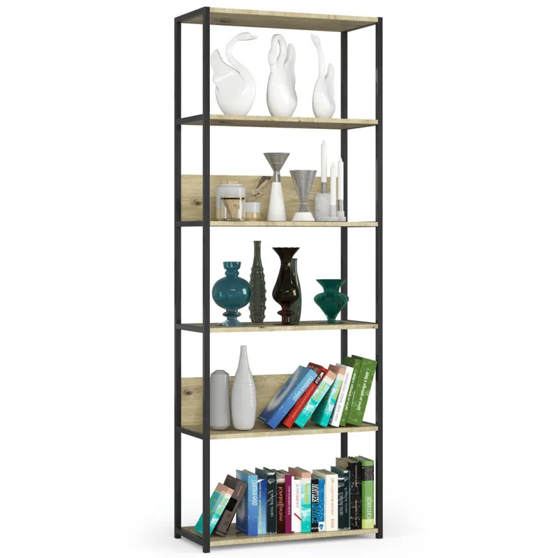 Regał industrialny metalowy Czarny 70 cm kolor Dąb Artisan mat 6 półek 70x32x192 cm Kup online