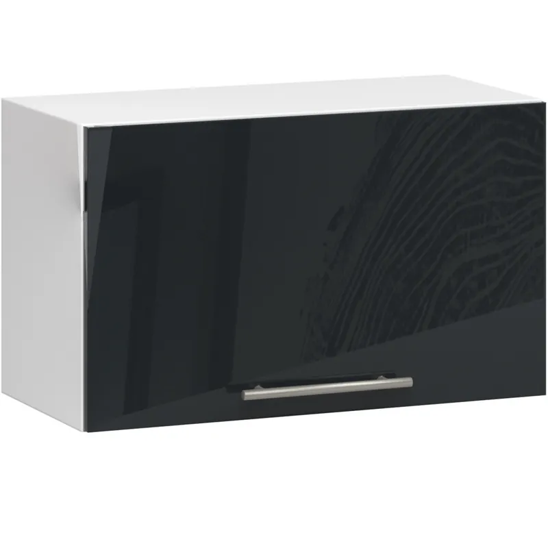 Oferta limitowana Szafka kuchenna okapowa W60 system OLIWIA Biała 60 cm 1 drzwi kolor Grafit Połysk 1 półka 60x30x29 cm