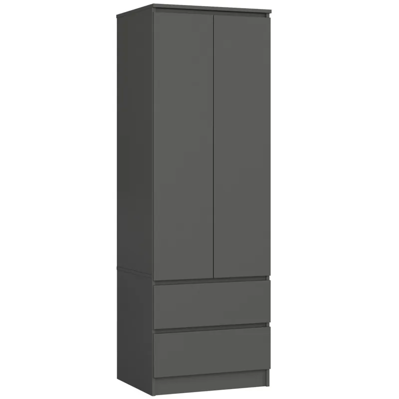 Szafa S60 Grafit Szary 60 cm 2 drzwi 2 szuflady kolor Grafit Szary mat 1 półka 60x51x180 cm Taniej