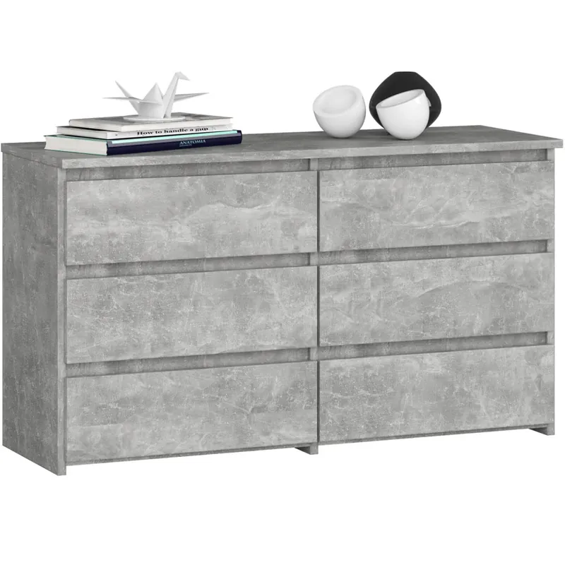 Niska cena Komoda CL100 Szary Beton 100 cm 6 szuflad kolor Beton mat 100x35x57 cm
