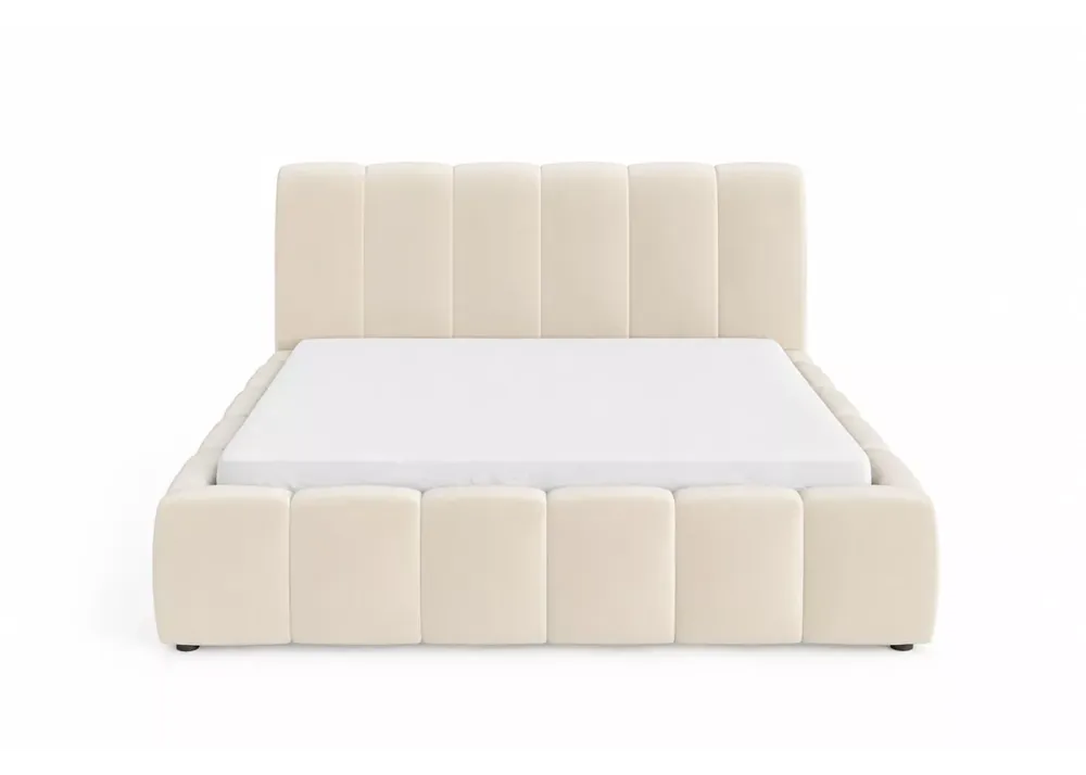 Łóżko Lunda – tapicerowane łóżko z pojemnikiem na pościel lub regulacją wysokości materaca 140x200–180x200 Oferta limitowana